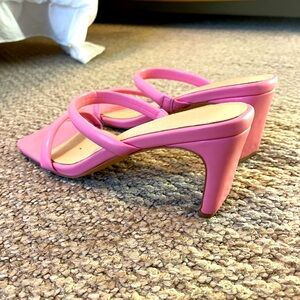 Light pink square heels